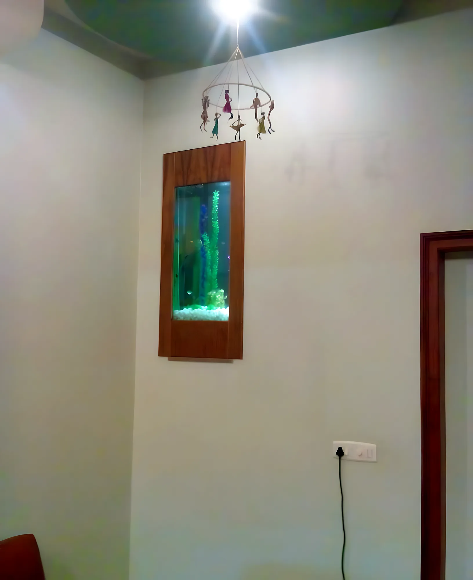 Framed wall aquarium in a lounge